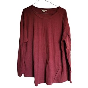 Terra & Sky Women's Burgundy Long Sleeve Top, Size: 1X (16w-18w)